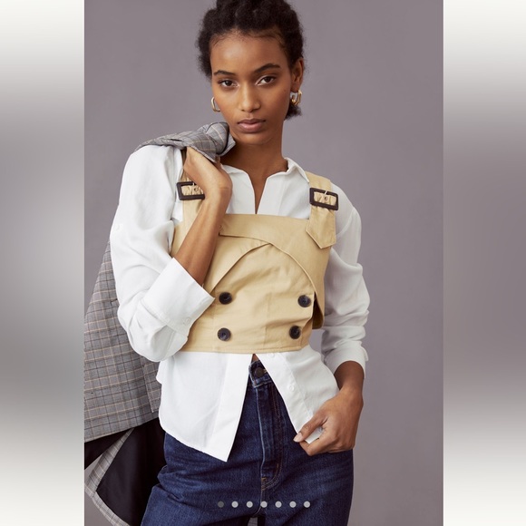 Anthropologie Eva Franco Trench Buttoned Blouse with Straps NWT - Picture 3 of 11